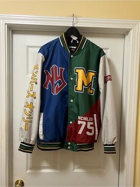 Members Only Colorblock Varsity Jacket in Blue, Green, White & Burgundy